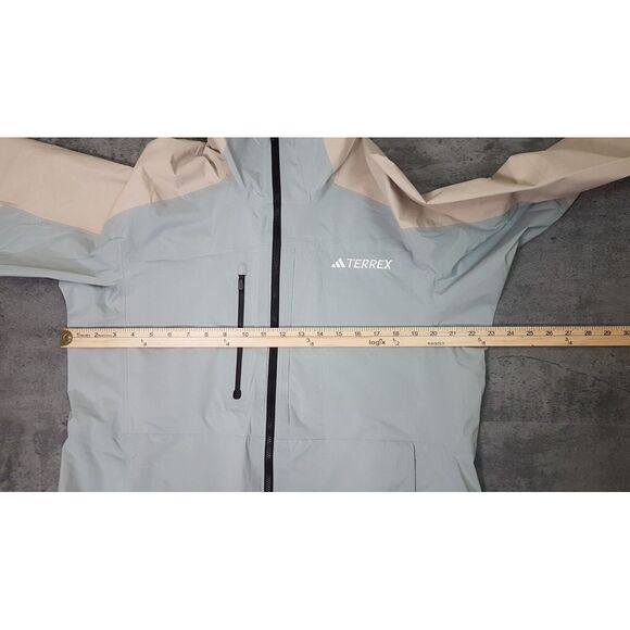 ADIDAS Terrex Xploric Rain.Rdy Hiking Jacket Womens Size LARGE Grey Beige - Picture 10 of 11